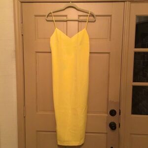 NWT Elegant Yellow Spaghetti Strap Midi Dress